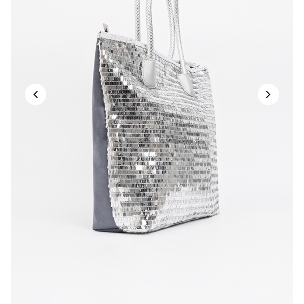 SPARKLY PIA ROSSINI CELESTE SILVER TOTE BAG NWT - Picture 2 of 8
